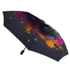 Parapluies Panda 3 Pli Parapluie Automatique Dessiné À La Main Liquide Éclaboussures Manteau Noir Portable Coupe-Vent Pour Homme Femme