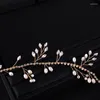 Headpieces Crystal Headband Headbond Hand-Woven Pearl Wedding Dress Smycken