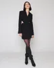 女性のスーツデザイナーカジュアルバックレスドレスブラックミニブレザーホリデー服