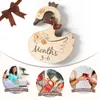 Keepsakes born 24 Months Baby Closet Dividers Wooden Cartoon Swan Nursery Clothes Organizers Wardrobe Monthly Growth Recording Cards 230801