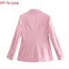 Damenjacken PF To Love Woman Casual Blazer Rosa Weiß FW Herbst Frühling Street Stilvolle Ankünfte Straight Button Solid Oberbekleidung 230731