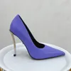 designer heels shoes woman pin point toe pumps high heel slip on leather black white pink purple fashional women Heels formal party wedding pump shoe