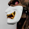 Parti Maskeleri Antik Japon Canavar Hannya Cosplay Mask Half Yüz Samurai Maskesi Cadılar Bayramı Maskeli Samura Eden Parti Reçine Maskeleri Props HKD230801