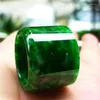 Anelli a grappolo Anello secco in giada verde naturale Amuleto cinese Moda Fascino Gioielli Intagliato a mano Artigianato Regali per donna Uomo