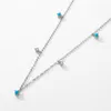 Strands Strings Moidan Real 925 Sterling Silver Multiple Turquoise Link Chain Necklace Stackable Fashion Pendant For Women Party Fine Jewelry 230731