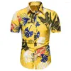 Men's Casual Shirts Camisa De Manga Corta Con Estampado Rayas Para Hombre Blusa Informal Botones Cuello Vuelto Ropa Verano Nueva Moda