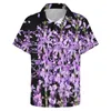 メンズカジュアルシャツラベンダー植物フラワールーズシャツ男性休暇美しい花デザイン半袖ハラジュク特大ブラウス