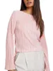 Damesblouses Dames S off-shoulder crop-top blouse met ruches mouwen Casual T-shirt met vastgebonden open rug