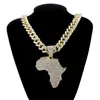 Hanger Kettingen Mode Kristal Afrika Kaart Ketting Voor Vrouwen Mannen Hip Hop Accessoires Sieraden Choker Cubaanse Link Chain Gif276l