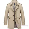 Mens Jacket New Top Cotton plus size Large Medium Length Trench Coat Designer Jackets Hommes Casual Solid Coats Tops 3xl 4xl 5xl