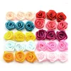 Accessoires pour cheveux 100 pièces Mini fleurs en tissu pour artisanat multicolore Rose ruban nœuds petites Rosettes bricolage couture Appliques main A