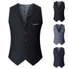 Men's Vests Mens Long Sleeve T Shirts For Men Loose Fit Solid Color Wedding Dress Vest Coat British Leisure Slim Stage Costume