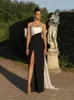 Runway Jurken Lange Celebrity Jurk Voor Vrouwen Strapless Backless Vloerlengte Zijsplit Met Strik Formele Gelegenheid Vestidos Para Mujer 2023