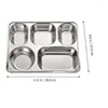 Dinnerware Sets Dishes Lunch Compartment Rectangle Boxes Divided Serving Rectangular Stainless Steel Tray