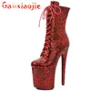 Boot Ankle Strip Pole Dance Sexy Party Knight High Heels Stripper Platform Autumn Shoes 26cm Leopard Print Lace up 230731