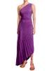 Grundlegende Freizeitkleider für Damen, elegant, hohe Taille, aushöhlen, ein Schulterausschnitt, plissiertes Kleid, Abendparty, knöchellang, langes Kleid, ärmellos, sexy, schlank, 230801