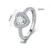 Bröllopsringar Nehzy Silver Plating Woman Fashion Jewelry High Quality One Carat Cubic Zirconia Heart Shaped Justerbar Ring 230801