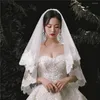 Bridal Veils Elegant Two Layers Lace Women Wedding Veil With Combe White Ivory Tulle Edge In Stocks