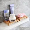 Soap Dishes Natural Bamboo Boxs Tray Holder Bathroom Rack Plate Box Container Drop Delivery Home Garden Bath Accessories Dh5X4