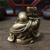 Estatuetas decorativas Bronze Cor Dinheiro Rindo Estátua de Buda Enfeites Resina Feng Shui Chinês Maitreya Escultura Decoração de Casa