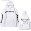 Felpe con cappuccio da uomo Felpe con cappuccio Brand Fashion Style Cat Meowtallica Cat Rock Music Stampa Coppia Felpe con cappuccio Trend Coppia Felpa Unsiex Oversize Abbigliamento hip-pop T230731