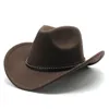 Szerokie brzegowe czapki wiadra zima kobiety czarna wełna fedora hat chapeu western cowboy dżentelmen jazz sombrero hombre cap elegancka lady cowgirl 230801