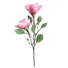 Fleurs décoratives fleur artificielle 2 têtes 42 cm Magnolia pour la maison fête mariage décoration bricolage mur faux soie