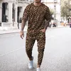 Tute da uomo Leopard Polka Dot Stampa 3D T-shirt da uomo Pantaloni Tuta T-shirt Pantaloni Set 2 pezzi Uomo Streetwear Abito oversize