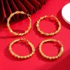 Hoop Earrings Women Circle Real 18k Gold Color Twisted Irregular Trendy Fashion Girls Jewelry Gift