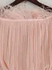 Casual Dresses for Women 2023 Runway Elegant Maxi Dress Slash Neck Pleated Feathers Green Pink Sequined Long Party Holiday