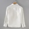 Men's Casual Shirts Pure Linen Long Sleeved Shirt For Men Summer Daily Thin Oversized Jacket Simple Cotton White