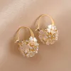 Hoop Ohrringe Koreanische Gold Farbe Shell Blume Ball Ohrring Für Frauen Mädchen Party Hochzeit Schmuck Pendientes Zubehör EH142