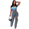 Women's Jeans Women Fashion Ripped Cutout Tassel Star Back Zipper Fly Straight Sping Summer INS Street Denim Pants Trousers