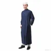 Ropa étnica Ramadán, vestido de moda musulmana para hombres, caftán Abaya para hombre, Color sólido, suelto, informal, de manga larga, ropa de oración, túnicas islámicas