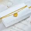 Anklets DIEYURO 316L Stainless Steel Gold Color Big Heart Charm Anklets For Women Girl Trend 2-Layer Leg Chain Jewelry Gift Party 230731