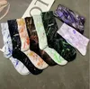2023 Autumn New European Goods Women's Socks Personalized Design Handmade Doodle Tube Socks Black and Green Letter Printing Dirty Sock