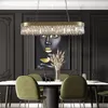 Żyrandole wisiorki światła Restauracja kryształowy salon LED żyrandol żyrandol ze stali nierdzewnej luksusowy europejski prostokątny lampka na wyspie