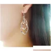 Dangle Lustre Creux Losange Boucles D'oreilles Pour Les Femmes Or Sier Piercing Déclaration Bijoux Cadeau Livraison Dhsic