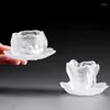 Vinglasögon japansk stil kronblad te cup mun kristall glas handgjorda förtjockar smakande kongfu teacup kontor hemuppsättning tillbehör