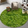 Teppiche Home Bodenteppich Fußmatte Anti-Rutsch-Stuhlmatte Runder Wohnzimmerteppich Tropischer Regenwald-Stil Palmblatt-Schlafzimmer-Nachttischteppich R230801