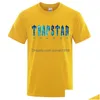 Men'S T-Shirts Trapstar London Undersea Blue Printed T Shirts Men Summer Breathable Casual Short Sleeve Street Oversized Cotton Brand Dhfki