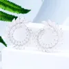Dangle Oorbellen Soramoore Luxe Helder Kristal Grote Ronde Hoge Kwaliteit Kubieke Zirconia Europese Bruiloft Show Gift Sieraden