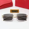 Carti-Brille, Sonnenbrille, Herren-Radsport-Sonnenbrille, Büffelhorn, Damen, klassisch, Freizeit, rechteckige Schutzbrille, Diamantschliff, Trend, randlose Sonnenbrille, mit Box, Lünette 3570