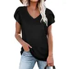 T-shirts voor dames Petal Sleeve V-hals Top Fashion Los casual shirt