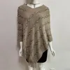 الأوشحة أوروبا وأمريكا عبر ملابس المرأة الحدودية 2023 خريف الشتاء الكسول الرياح V-neck تاسيل حبة كيب سترة أنثى من أجل