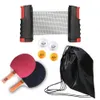 Bord Tennis Raquets Racket Set Portable Telescop Ping Pong Paddel Kit med utdragbart NET 4 Ball Hållbara familjespel 230731