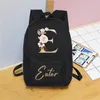 Schultaschen, personalisierter Rucksack mit Namensanfang und Buchstaben-Design in Roségold, für Mädchen, Kinder, Kindergarten, Vorschulrucksack, Schulranzen-Rucksack 230801