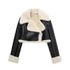 Femmes Vestes 2023 Femmes Mode Épais Chaud Faux Shearling Crop Veste Manteau Vintage À Manches Longues Fermeture Éclair Avant Femme Survêtement Chic Tops 230731