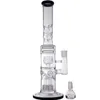 16 Inch Clear Glass Bong Hookahs with Tire Perc Double Layer Water Recycler Dab Rig Pipes for Smoking