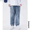 Heren Jeans Heren Jeans Streetwear Wijde Pijpen Hip Hop Vintage Herfst Casual Denim Broek High Street Applicaties Losse Baggy Rechte Mannen Broek Z230801